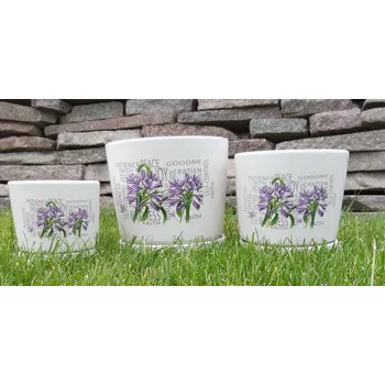 Obal na květináč Prodex Import Květináč bílý s květinou sd 3ks