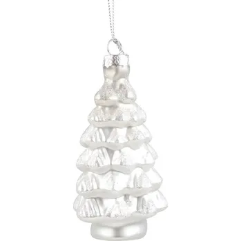 Vánoční dekorace Stromeček skleněný stříbrný 11 cm