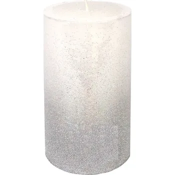 Svíčka Svíčka válec se stříbrným flitrem 70x130 mm