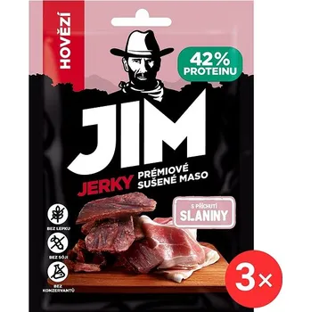 Sušené maso Jim Jerky hovězí s příchutí slaniny 3 x 23 g