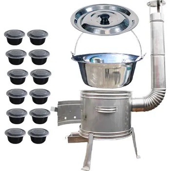 Kempingové nádobí Nerezový kotlík 22 L (0,8 mm) INOX + nerezová kotlina 0,8 mm 42 INOX + plastové boxy (misky) s víkem 12 ks