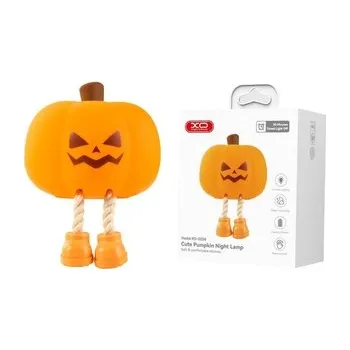 Lampička LED noční lampička XO-OZ08 Dýně, 3 režimy světla, časovač, stojánek, silikonová, barva oranžová