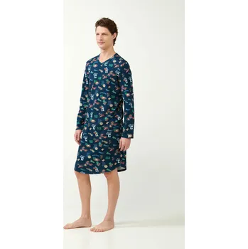 Pánská noční košile Pánská noční košile dlouhý rukáv s potiskem Vamp 21613 Velikost: XL
