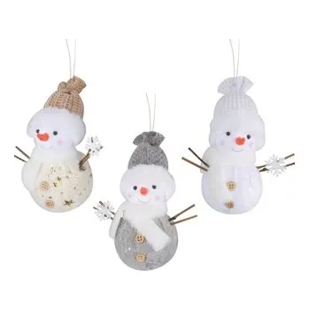 Vánoce Sněhulák plyšový s knoflíky na zavěšení 15 cm