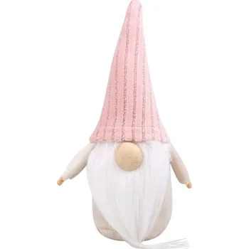 Vánoce Skřítek na postavení s růžovou čepicí 17 cm