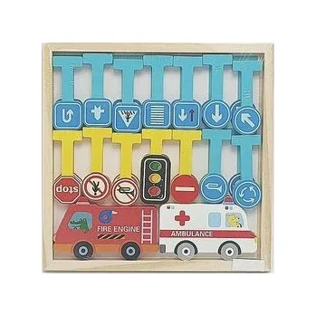 Dřevěná hračka Układanka drewniana Pojazdy (pl, 2000, ADAR)