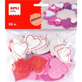 Výseky z pěnové gumy samolepicí třpytivé srdce mix/52ks