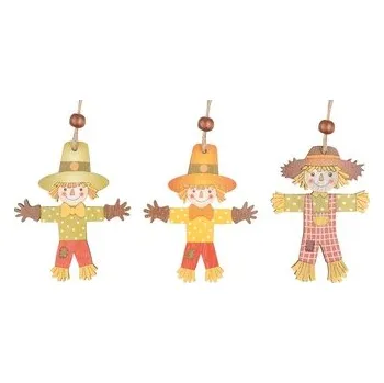 Vánoční dekorace Dřevění strašáci na zavěšení 9 cm, 3 ks