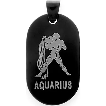 Souprava šperků MPM Unisex ocelový černý nerezový přívěsek 6630 "vodnář" - černý