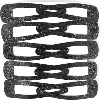 Černé sponky do vlasů se třpytivým posypem, 10 ks