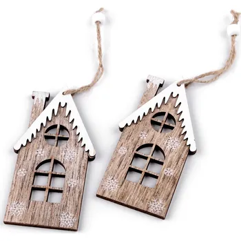 Dekorace - dřevěný domeček 2 ks Barva: přírodní