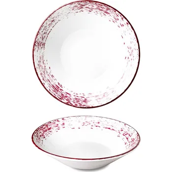 Talíř G. Benedikt | Pasta talíř, červený okraj, 27 cm, Optimo hand painted
