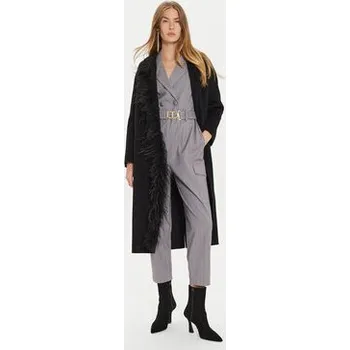 Dámský kabát TWINSET Vlněný kabát 242TP2065 Černá Regular Fit 40