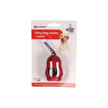 sáček na exkrement Flamingo zásobník na exkrementové sáčky + rolka sáčků červený