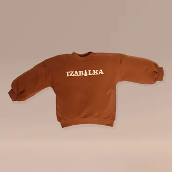 Chlapecká mikina Mikina s potiskem OBRÁZKU a JMÉNA, pro dítě Velikost: 116 (5-6 let), Barva oblečení: Hnědá, Barva potisku: Růžová