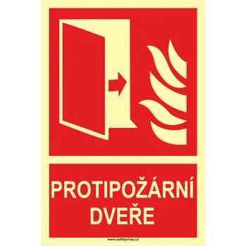 Protipožární dveře ISO 7010 - fotoluminiscenční ftl samolepka 200 x 150 mm