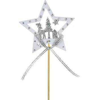 Vánoční dekorace Zápich hvězda s glitrem 7x8/30 cm