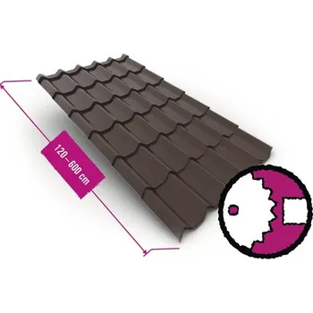 plechová krytina Profilovaná střešní krytina PRECIT plechová RAL8017 šířka 117 cm, délka na přání 120-600 cm