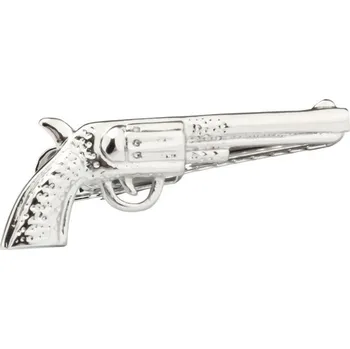 Spona na kravatu Spona na kravatu historická pistole, zbraň Stříbrná