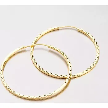 Náušnice Dámské náušnice žluté zlato 585 kruhy gravírované - 35 mm 113-1430