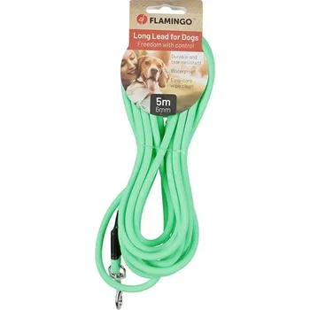 Vodítko pro psa Stopovačka FLAMINGO Caspar Fluo gumové mátové 0,6x500cm