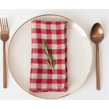 Papírový ubrousek Lněné ubrousky v sadě 2 ks Red Gingham – Linen Tales ID_1694708