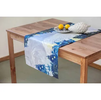ubrus Lněný běhoun na stůl Vincent Van Gogh Hvězdná noc / Starry night Rozměry ubrusů: 180x50 cm