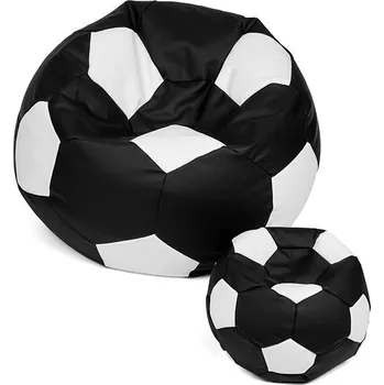 Sedací pytel TopKing Sedací vak míč XXXL 100 cm + podnožník XL 35 cm černo/bílý