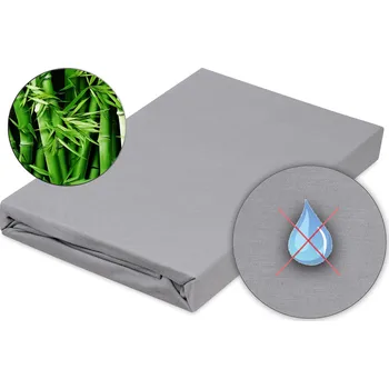 Chránič matrace Domácí pohoda | Nepropustné a prodyšné bambusové prostěradlo s polyuretanem 90x200 - šedé