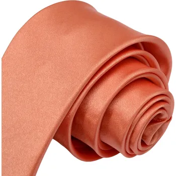 Kravata Pánská kravata K1 - vzor 59 - TMAVĚ LOSOSOVÁ - LESKLÁ