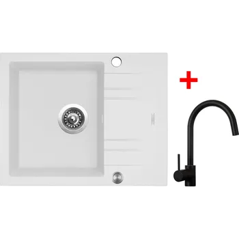 Kuchyňský dřez Akční Sinks LINEA 600 XC Milk + VITALIA černá