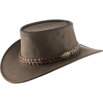 Klobouk Scippis Australský klobouk hnědý kožený - WALLAROO Velikost: 59 cm (L)