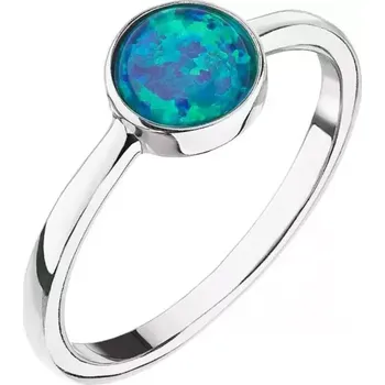Prsten Stříbrný prsten se syntetickým opálem zelený kulatý 15001.1 green velikost 56