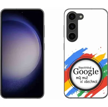 Pouzdro na mobilní telefon Gelový kryt mmCase na Samsung Galaxy S23 5G - muž ví všechno bílé pozadí