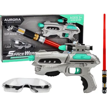 Dětská zbraň LEAN Toys Space Lightsaber Set Gun ochranné brýle