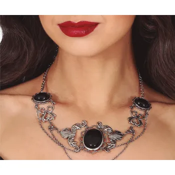 Karnevalový doplněk Guirca Náhrdelník - Černé kameny