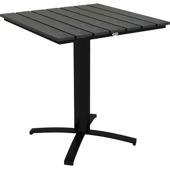 Zahradní stůl Outsunny zahradní stůl jídelní stůl pro 4 osoby čtvercový balkonový stůl vzhled dřeva hliník šedý 70x70x76 cm pro terasu a zahradu | Aosom.de