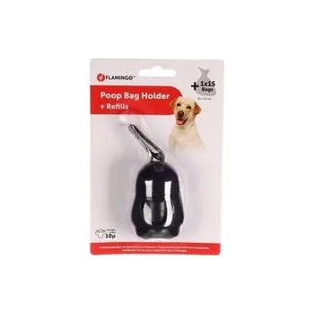 sáček na exkrement Flamingo zásobník na exkrementové sáčky + rolka sáčků černý