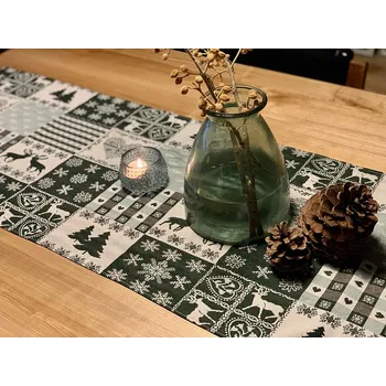 ubrus BYTEMA Gobelínový ubrus, šál JELENI ZELENÍ 45 x 138 cm