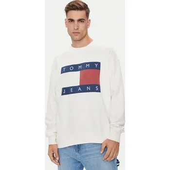 Pánská mikina Tommy Jeans Mikina Big Flag DM0DM19222 Bílá Relaxed Fit S