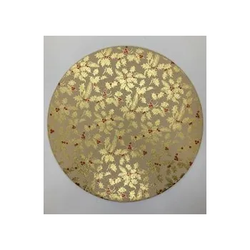 Dortová podložka kruh vánoční - CESMÍNA zlatá /C 25 cm