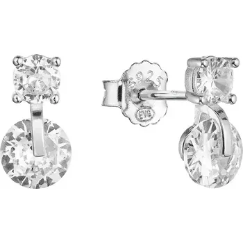 Náušnice Stříbrné náušnice pecky se 2 zirkony 11432.1 crystal