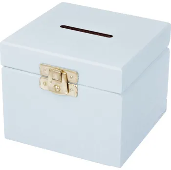 Pokladnička Galanteriadrew Dřevěná pokladnička se zapínáním na patentkou Modrá