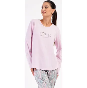 Dámské noční prádlo Vienetta Dámské pyžamo dlouhé Kika Barva: Růžová - světle, Velikost: XL