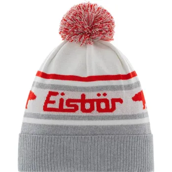 Čepice Zimní čepice EISBÄR Chani OS Pompon MÜ hellgrau-white-fieryred