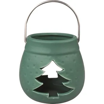 Svícen Svícen se stromem porcelánový 8 x 8 cm zelený