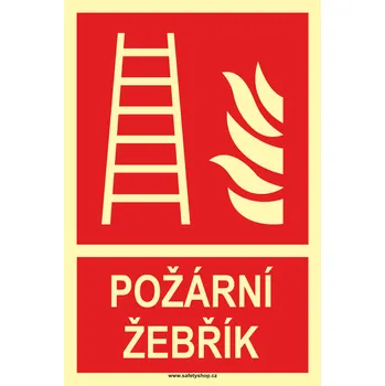 Požární žebřík ISO 7010 - fotoluminiscenční ftl samolepka 300x200 mm