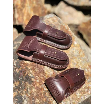 Pouzdro na nůž FORESTER - kožené pouzdro na nůž s trnem Hnědá 14 cm