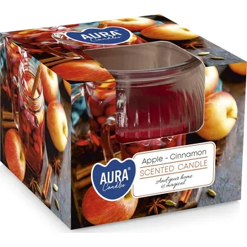 Svíčka Aura Vonná svíčka ve skle - Jablko se skořicí 80 g Jablko se skořicí