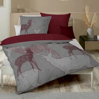 Povlečení Kaeppel | Flanelové povlečení Jeleni bordó 140x200, 70x90